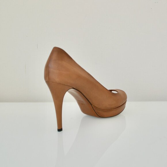 NIB GUCCI SADDLE SOFT TAMPONATO DISTRESSED LEATHER PUMPS - Picture 3 of 9